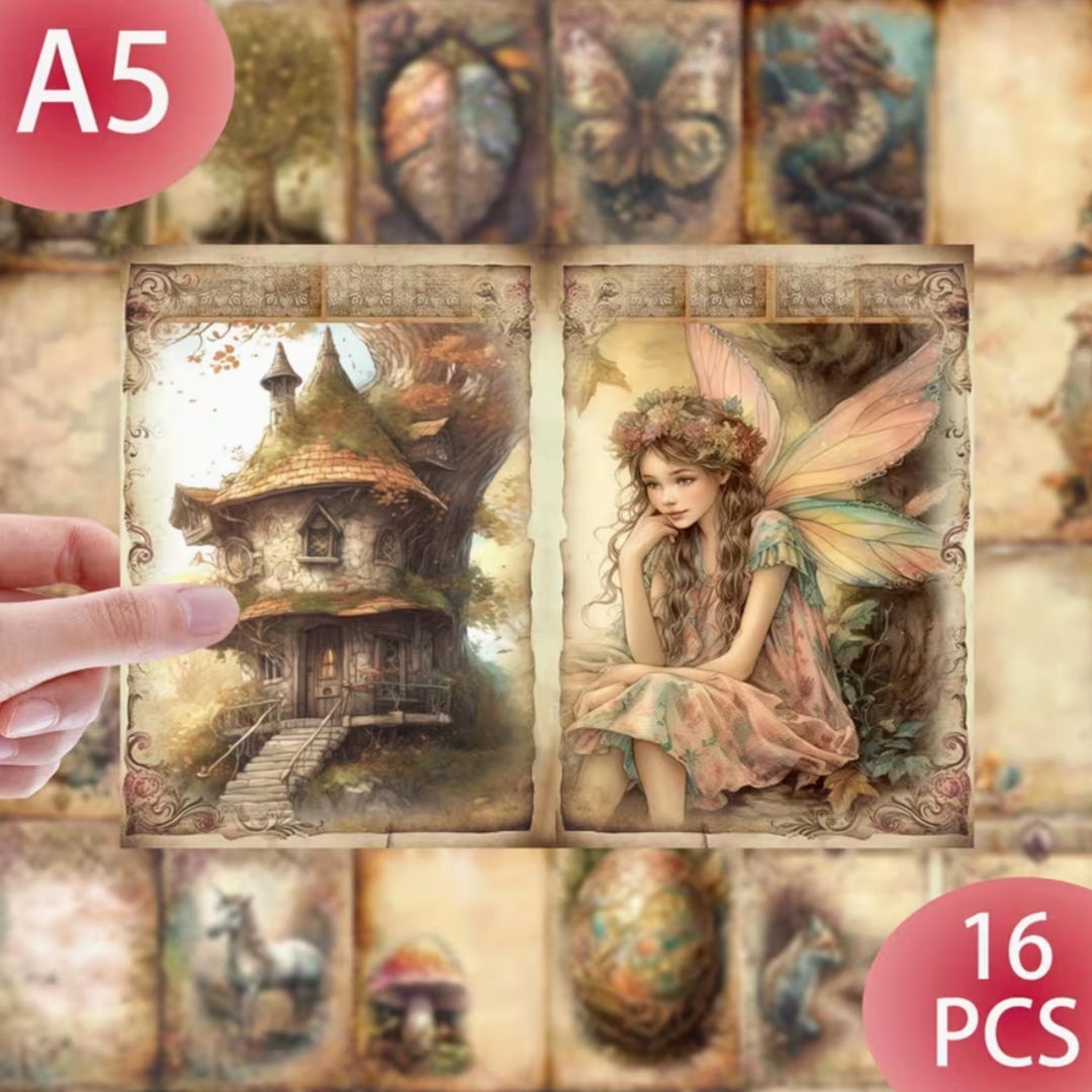 Vintage Junk Journal Paper Pack – 16 A5 Sheets, Fairy Cottage, Autumn ...