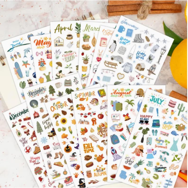 Monthly Planner Stickers Bundle – 12 Sheets, 599 Stickers Total – Functional Planner Stickers for Monthly Planning, Calendars & Journals image 1