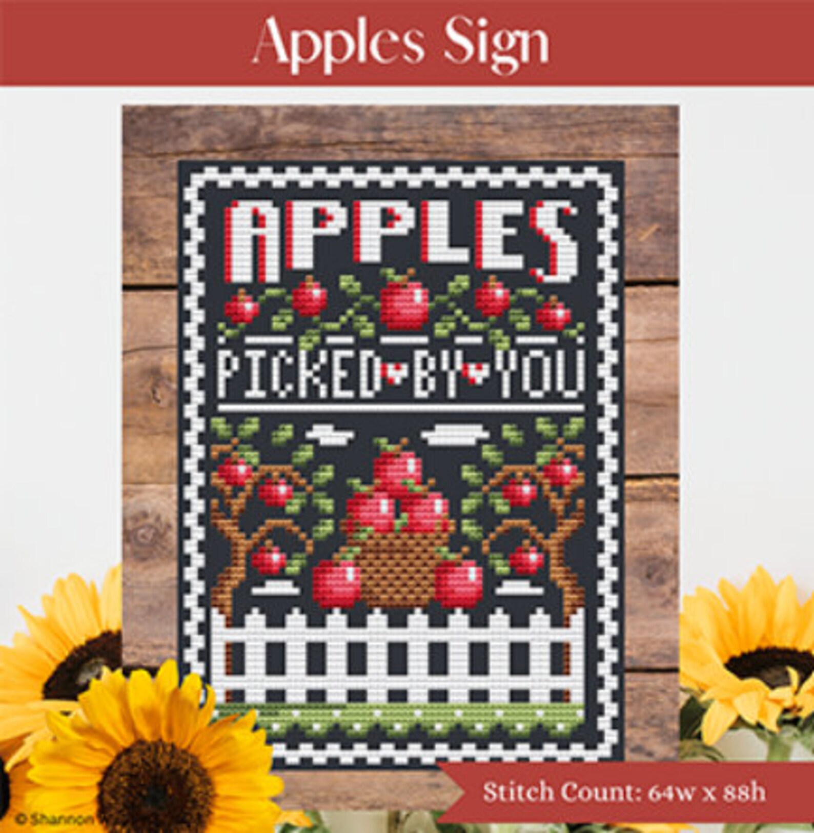 Shannon Christine Designs - Apples Sign, Counted Cross Stitch, Apples ...