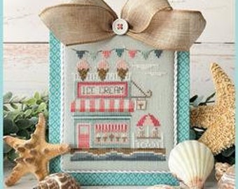 Country Cottage Needleworks - Beach Boardwalk - Ice Cream Shop, Counted Cross Stitch,  Beach Decor, Ocean, PATTERN ONLY