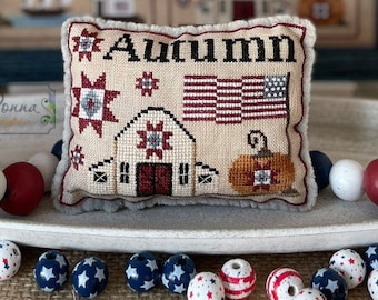 2024 Nashville Needlework Market – Mani di Donna - American Season Pillow AUTUMN   Pattern Only