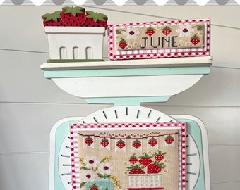 Stitching With the Housewives - Monthly Weigh In - June, Strawberries, Flowers, Pattern Only