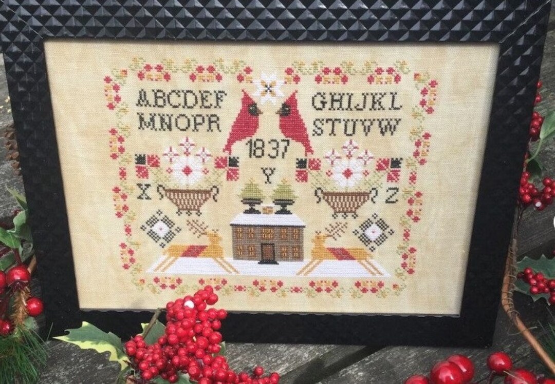 Twin Peak Primitives - *PDF* Cardinal Sampler - Counted Cross Stitch ...