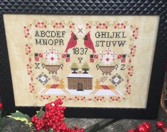 Twin Peak Primitives - *PDF* Cardinal Sampler - Counted Cross Stitch