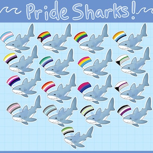 Pride Flag Shark Stickers! - Holographic Vinyl LGBT Pride Stickers