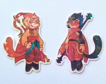 LMK Sun Wukong and Macaque - 2.5x3in Holographic Vinyl Stickers