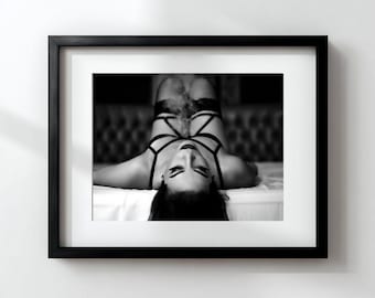 Sensual Woman Photography Print: Black and White Boudoir Art (Digital Download)