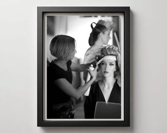 Vintage Salon Photography Print | Black White Hairstylist Art (Instant Download)