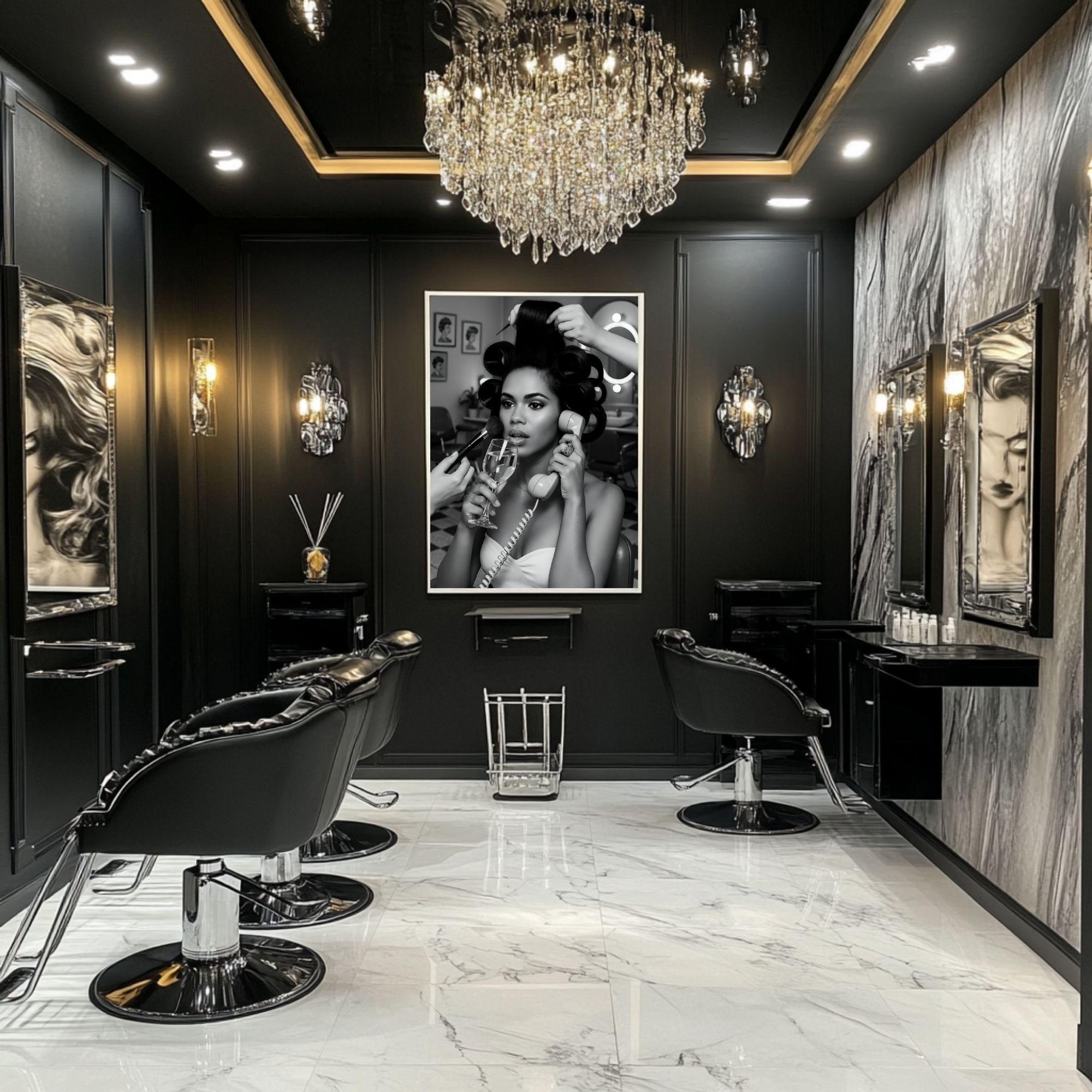 Beauty Salon Wall Art | Black White Retro Glam Print | INSTANT DOWNLOAD ...