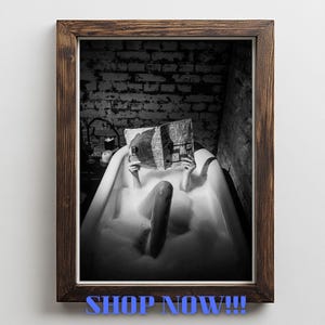 Retro Woman in Bathtub Print Black and White Bathroom Art (Digital Download)