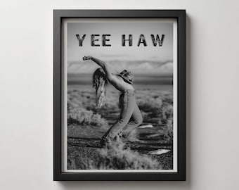 Vintage Cowgirl Fashion Print Black and White Western Wall Art (Digital Download)