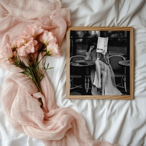 Parisian Cafe Woman – Black & White Fashion Photography Wall Art | Elegant Editorial Print (Digital Download)