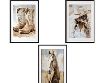 Boho Cowgirl Art Print: Western Horse Decor  (Digital Download)