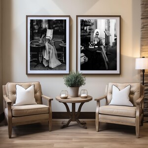 Parisian Cafe Woman – Black & White Fashion Photography Wall Art | Elegant Editorial Print (Digital Download)