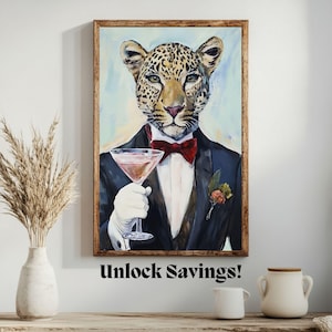 Tijgerprint martini poster bar kar decor retro keuken decor cocktail poster halverwege de eeuw modern jaren 70 decor eetkamer print trendy muurkunst