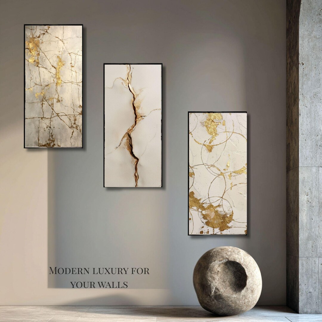 Wabi Sabi Gold Kintsugi Art Prints, Japandi Set of 3 (digital Download ...