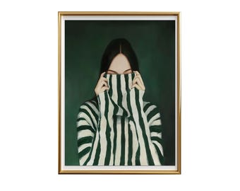 Emerald Green Abstract Woman Art Print Feminist Figurative Poster (Digital Download)