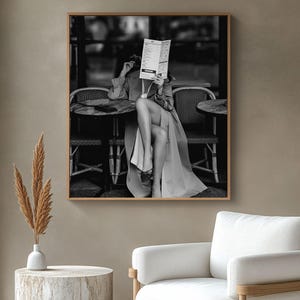 Parisian Cafe Woman – Black & White Fashion Photography Wall Art | Elegant Editorial Print (Digital Download)