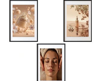 Láminas decorativas para spas y salones de belleza / Juego de 3 láminas para decoración de salones de estética (descarga digital)