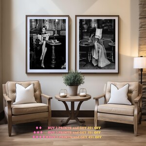 Parisian Cafe Woman – Black & White Fashion Photography Wall Art | Elegant Editorial Print (Digital Download)