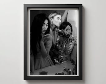Black and White Fashion Photography Print Vintage Glamour Art (Digital Download)