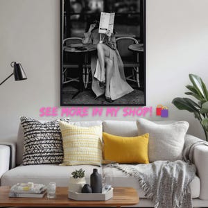 Parisian Cafe Woman – Black & White Fashion Photography Wall Art | Elegant Editorial Print (Digital Download)