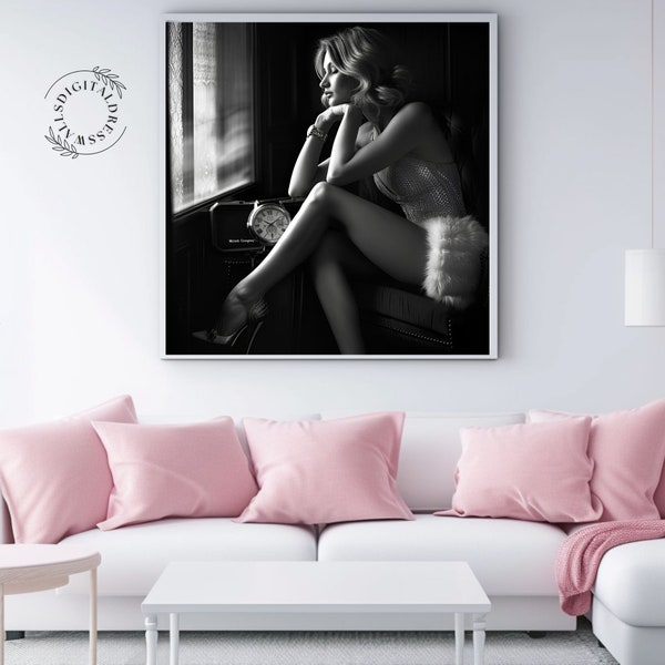 Black and White Fashion Photography Wall Art Set of 5 Luxury Vintage Woman Prints Feminist Poster Retro Wall Art Fashion Wall Decor Paris