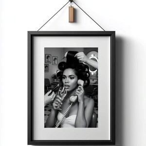 Retro Hair Salon Glam Print, Black and White Feminine Wall Art, Vintage Beauty Decor, Makeup Room Aesthetic, Hair Stylist Gift