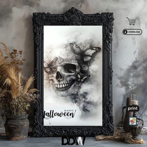 Smoky Skull Decor Dark Academia Wall Art Moody Dark Prints and Posters Skull Art Print Gothic Wall Art Witchy Art Gothic Decor
