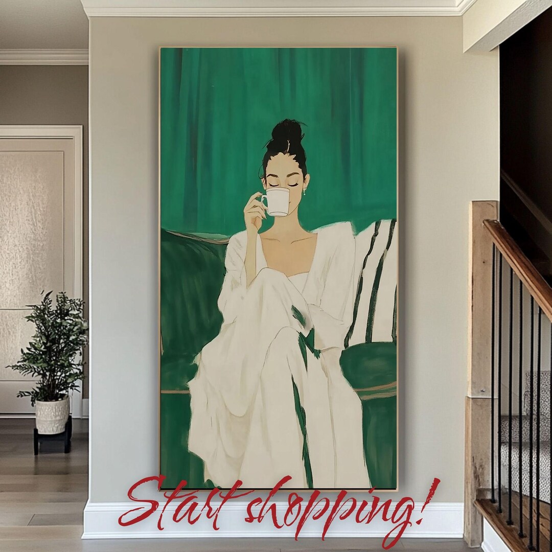 Emerald Green Abstract Painting Art Feminist Poster Female Figurative ...