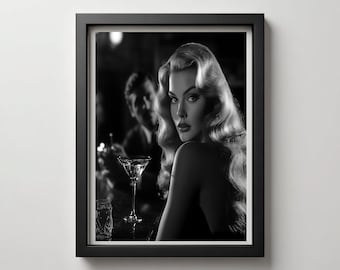 Old Hollywood Glamour Portrait | Vintage Woman Wall Art (Instant Download)
