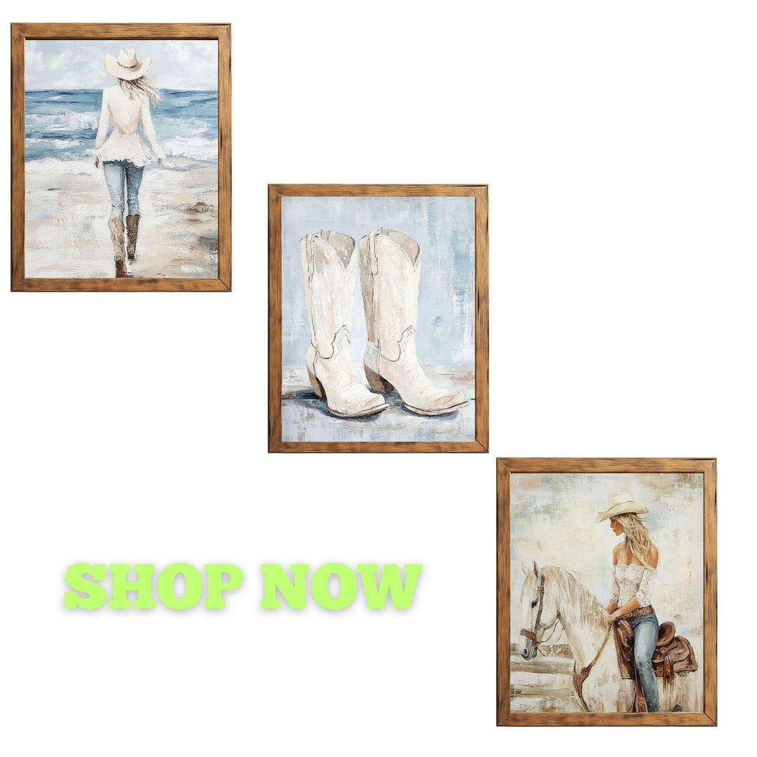 Coastal Cowgirl Wall Decor Set of 3 Beach House Decor ( Digital ...