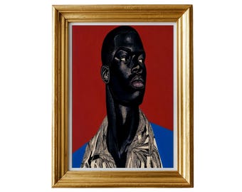 Portret zwarte man Art Print afrocentrisch mannelijk decor (digitale download)