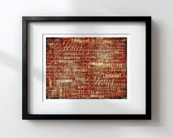 Christian Graffiti Wall Art – Vintage Jesus Typography Word Art Print  ( Digital Download )