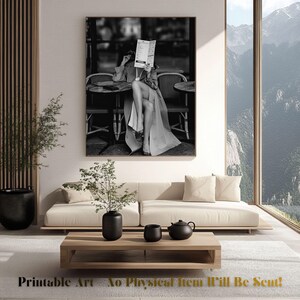 Parisian Cafe Woman – Black & White Fashion Photography Wall Art | Elegant Editorial Print (Digital Download)