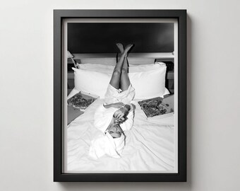 Vintage Woman in Bathrobe Photography Print: Retro Kitchen Decor (Digital Download