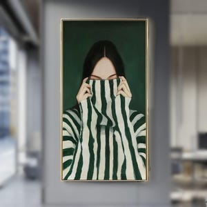 Póster feminista de personas abstractas de color verde esmeralda, arte figurativo femenino, arte mural sueco MCM, impresión minimalista contemporánea de mujer abstracta bohemia
