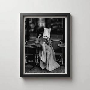 Parisian Cafe Woman – Black & White Fashion Photography Wall Art | Elegant Editorial Print (Digital Download) image 1