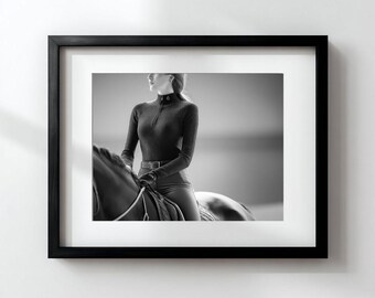 Retro Cowgirl Print Black and White Western Fashion Photography (Digital Download)