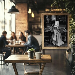 Parisian Cafe Woman – Black & White Fashion Photography Wall Art | Elegant Editorial Print (Digital Download)