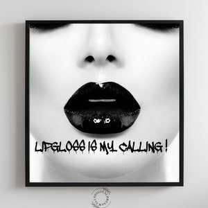 Black Lips Fashion Photography Print: Glam Makeup Vanity Decor  (Digital Download)