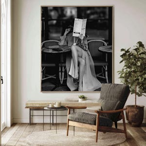 Parisian Cafe Woman – Black & White Fashion Photography Wall Art | Elegant Editorial Print (Digital Download)