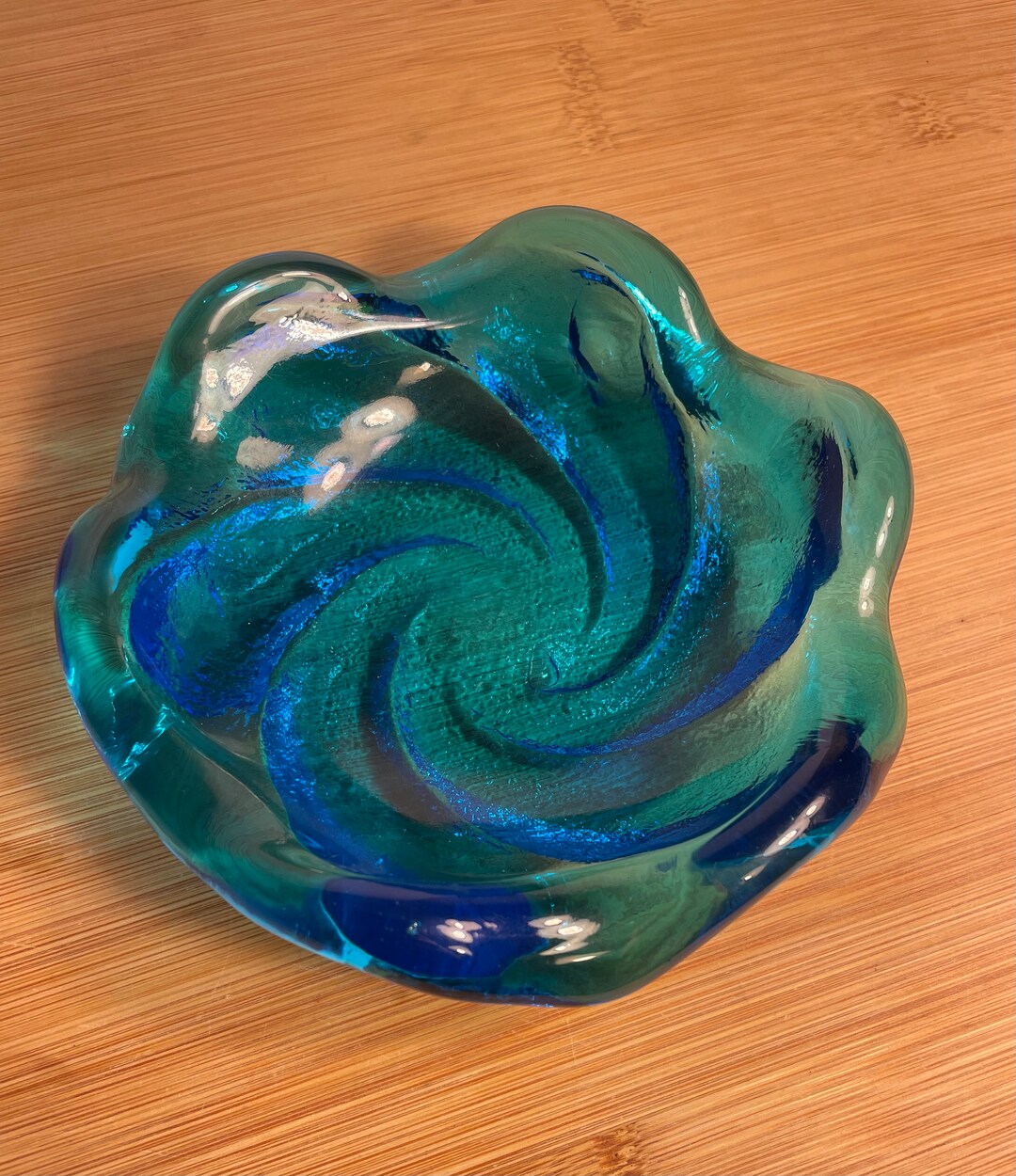 Vintage Fenton Colonial Blue Glass Ashtray 8 Textured Etsy