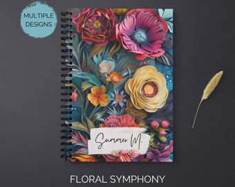 Wildflower Journal, Wild Flower Spiral Notebook, Personalized Journal, Customized Notebook for Women, Grief Journal