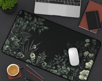 Darkcore Cottage Schreibtischmatte: Florale botanische Schreibtischunterlage