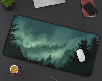 Gloomy Forest Desk Mat: Gothic Woodland Mousepad