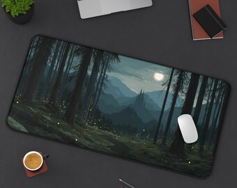 Gloomy Forest Desk Mat: Gothic Woodland Mousepad
