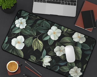Art Nouveau Botanical Desk Mat: Sage Green Floral Keyboard Mat