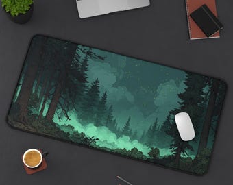 Gloomy Forest Desk Mat: Gothic Woodland Mousepad