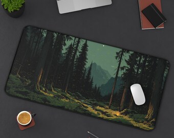 Gloomy Forest Desk Mat: Gothic Woodland Mousepad